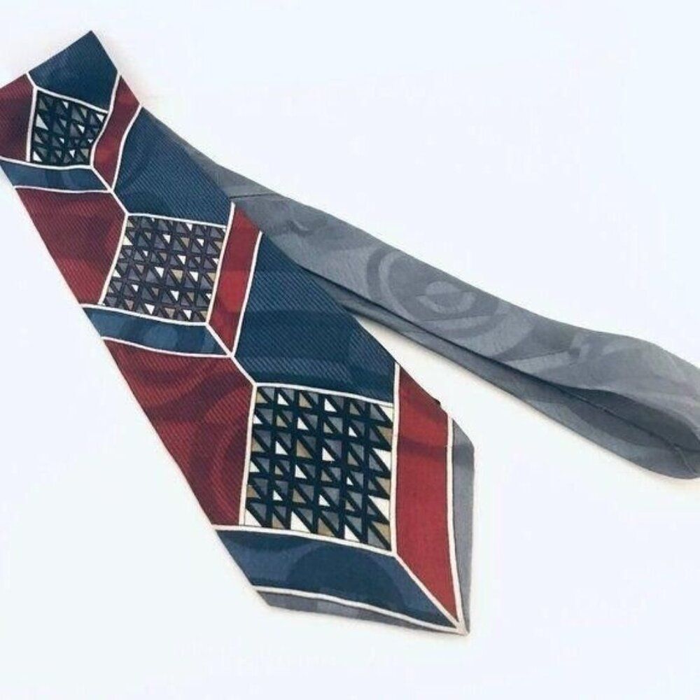 #1651 VTG SCREENPLAY GRAY AND BLUE VINTAGE NECKTIE 57 INCHES X 3.75 INCHES